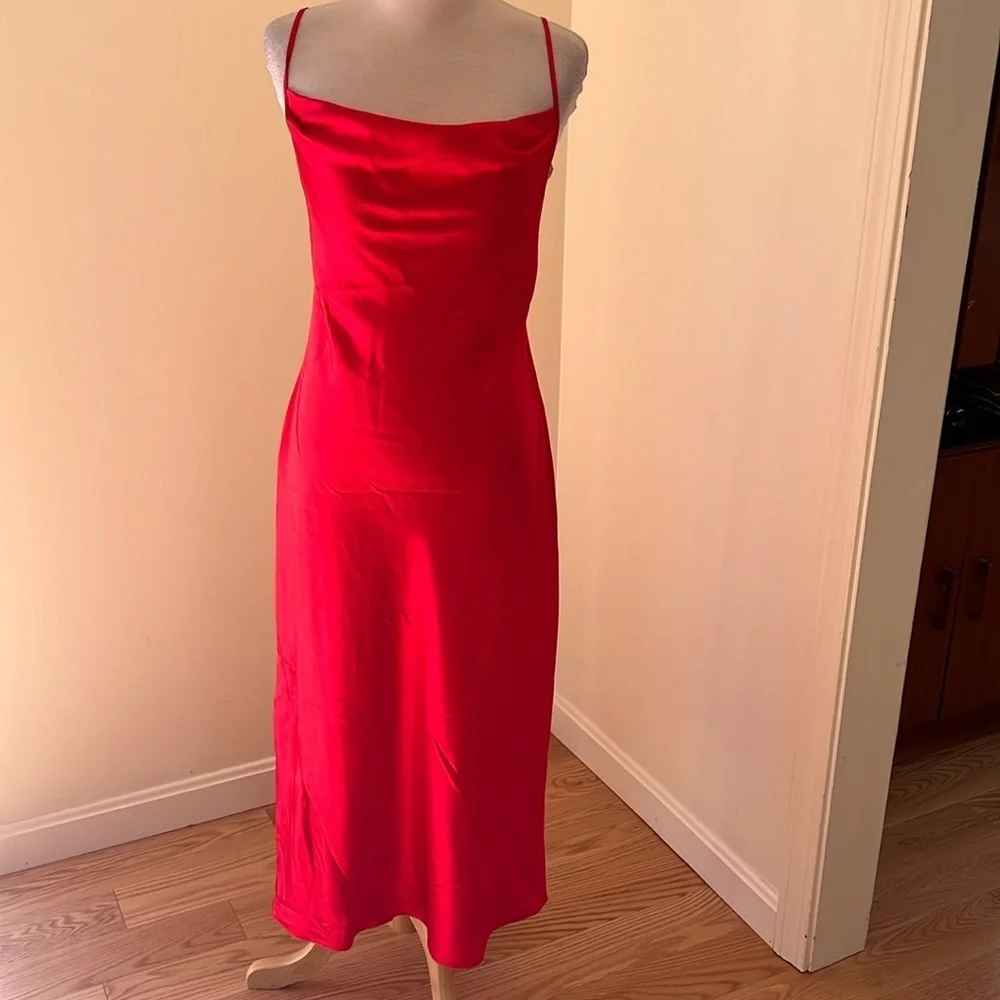 New! California Dynasty red medium cowl sleepwear slip dress.